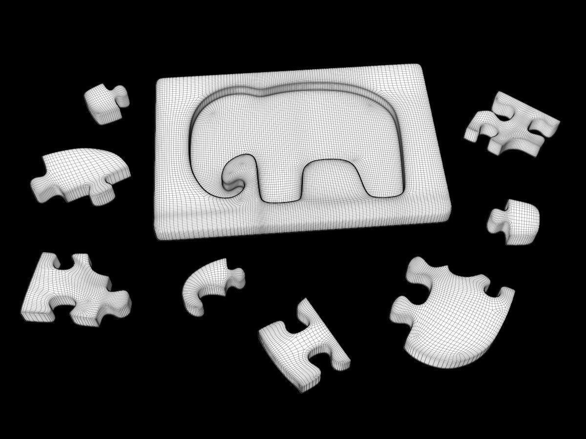 Elephant Puzzle Toy 3D model_8