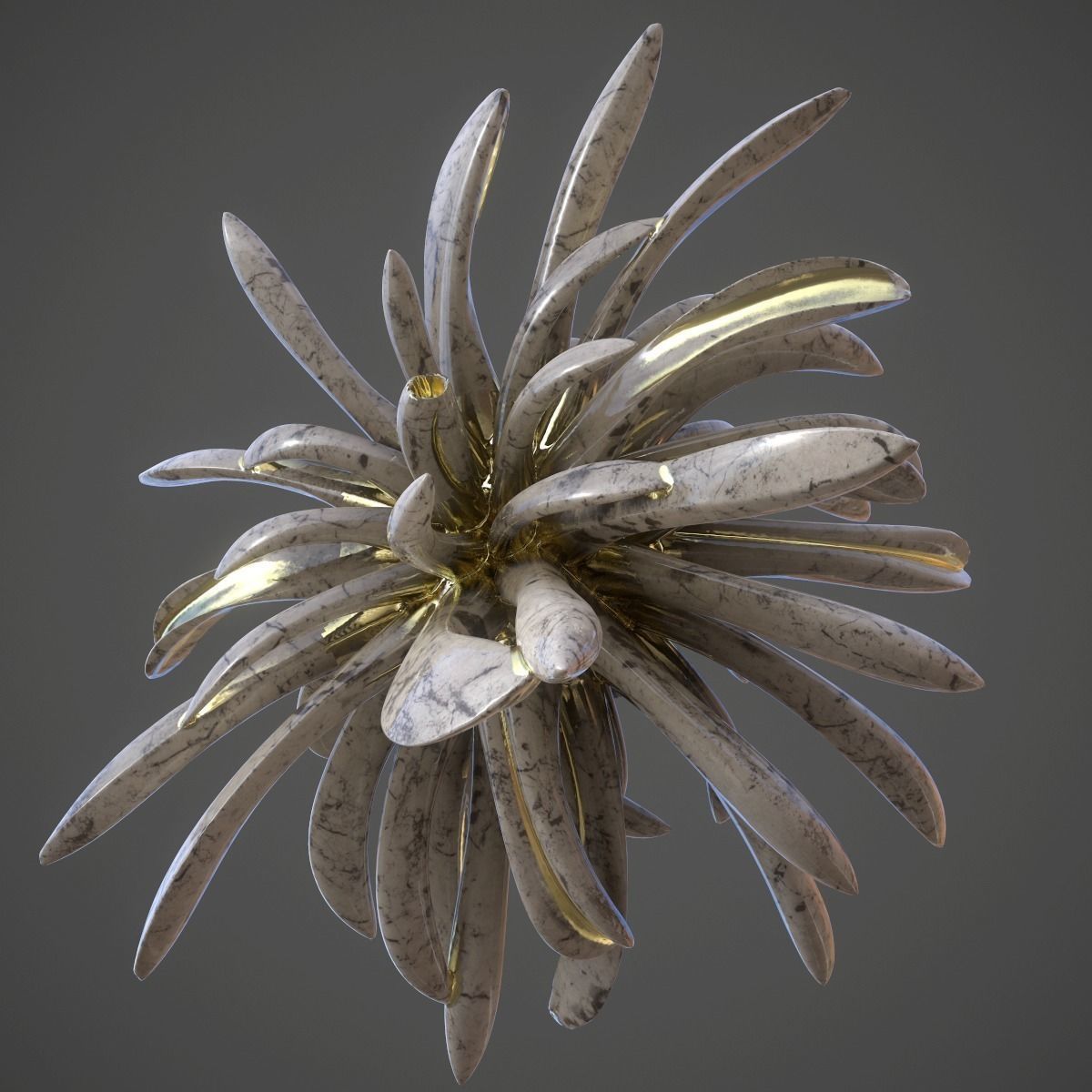 Golden Lotus Low-poly 3D model_3