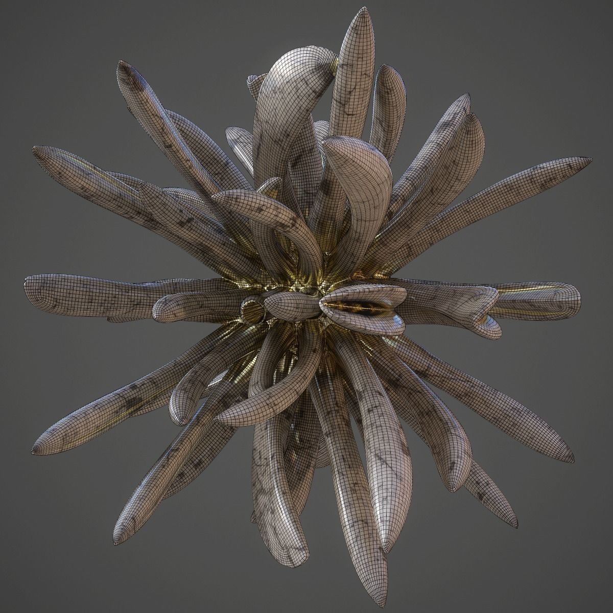 Golden Lotus Low-poly 3D model_8