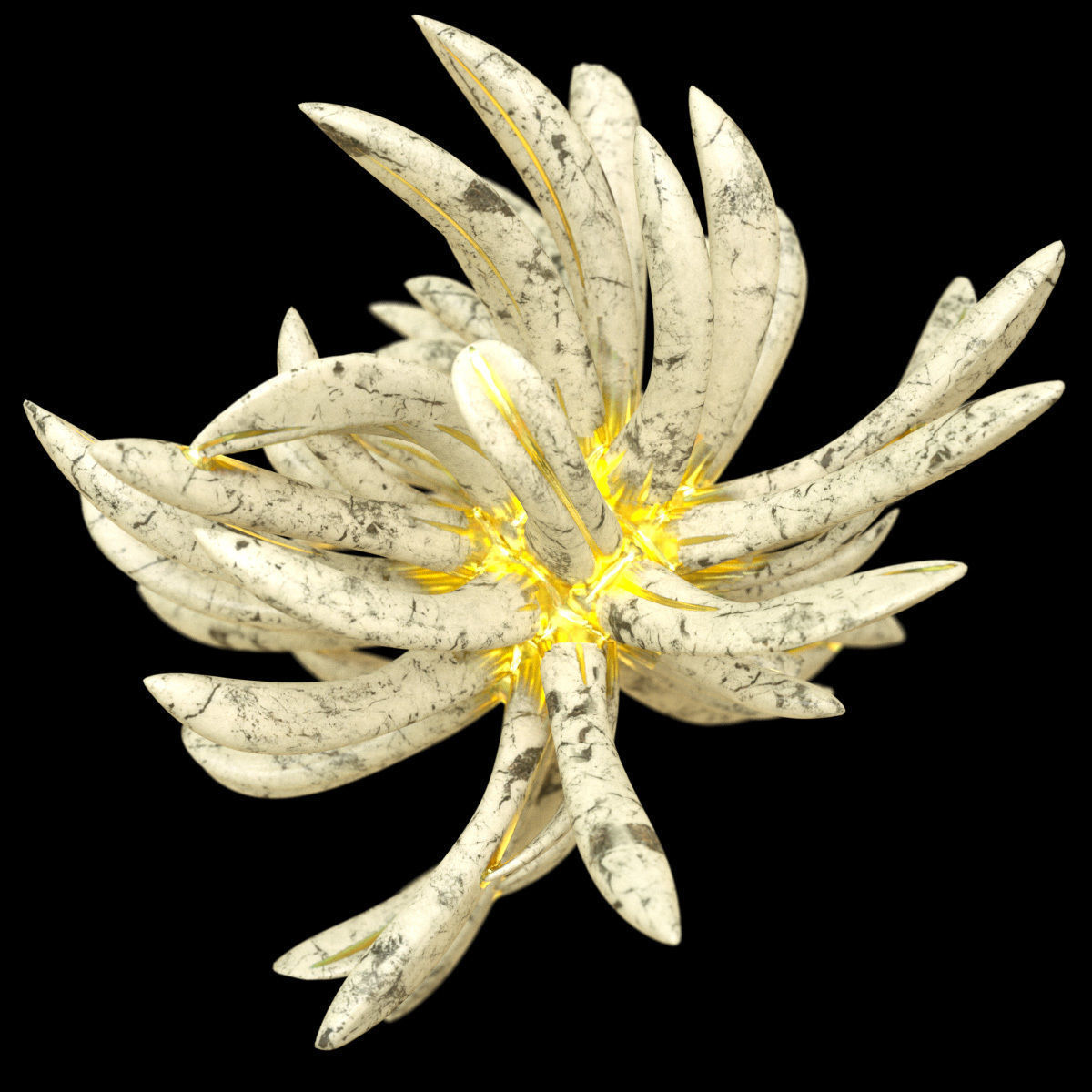 Golden Lotus Low-poly 3D model_2