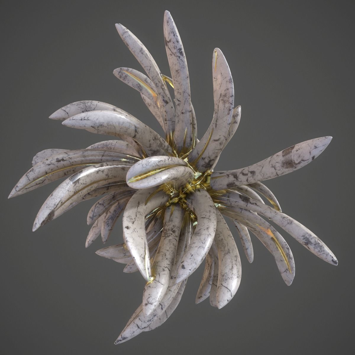Golden Lotus Low-poly 3D model_1