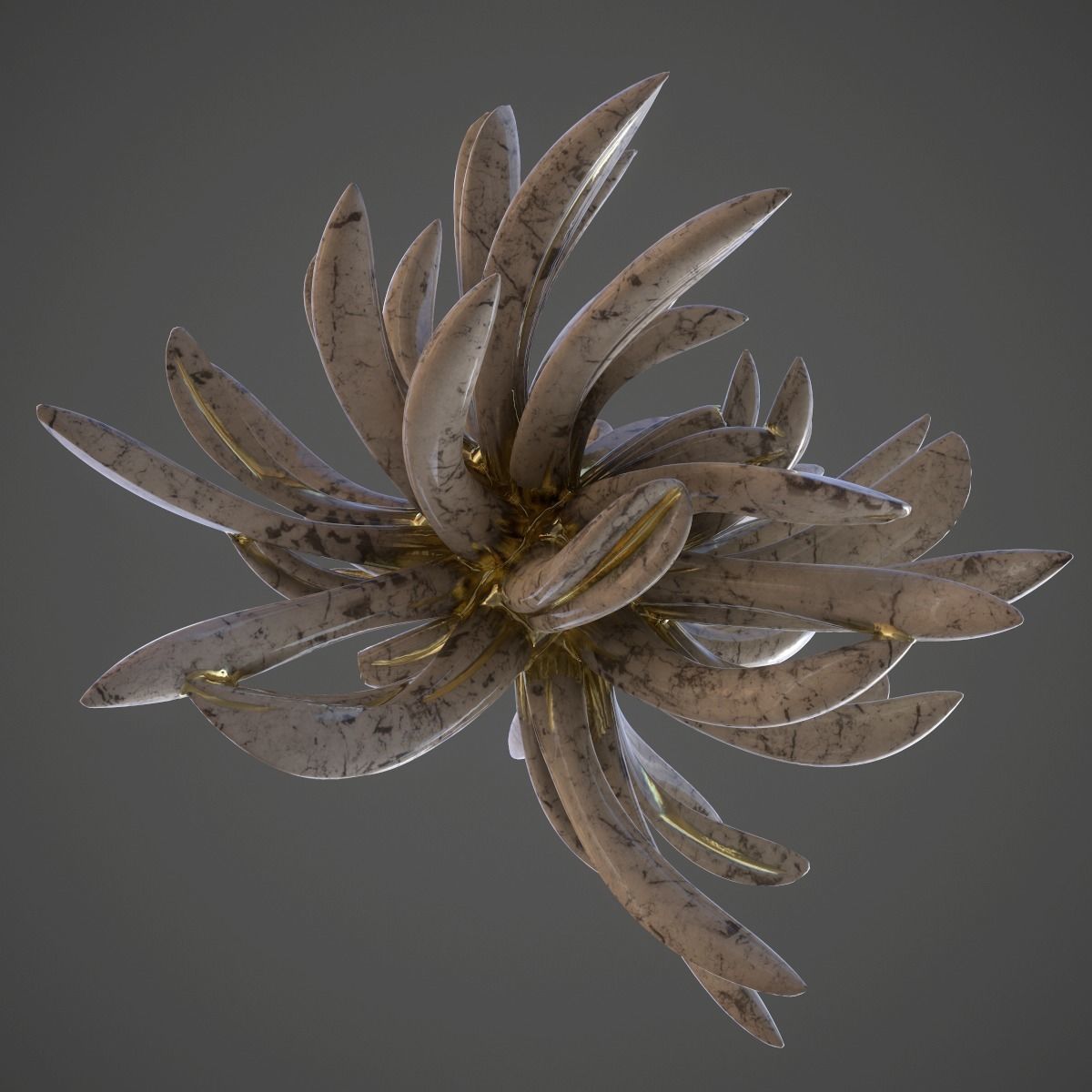 Golden Lotus Low-poly 3D model_5