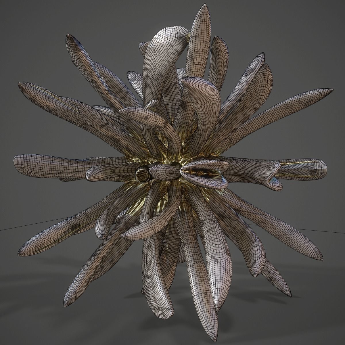 Golden Lotus Low-poly 3D model_4