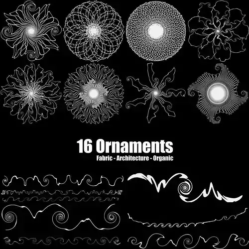 16 Organic Ornaments Low-poly 3D model