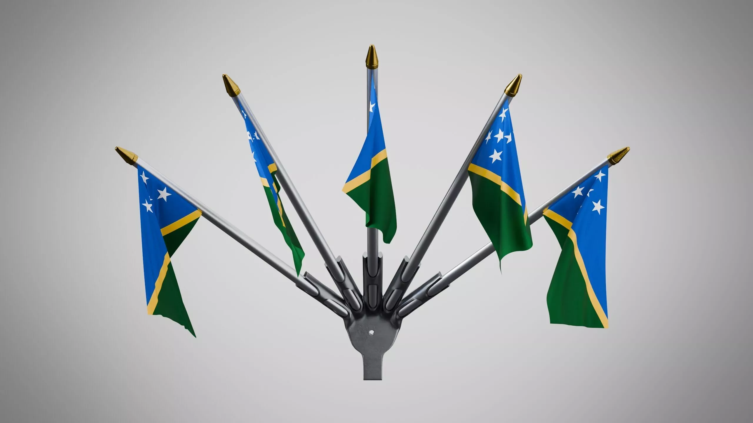 Wall Mount Flags 5 Of Solomon Islands Low-poly 3D model