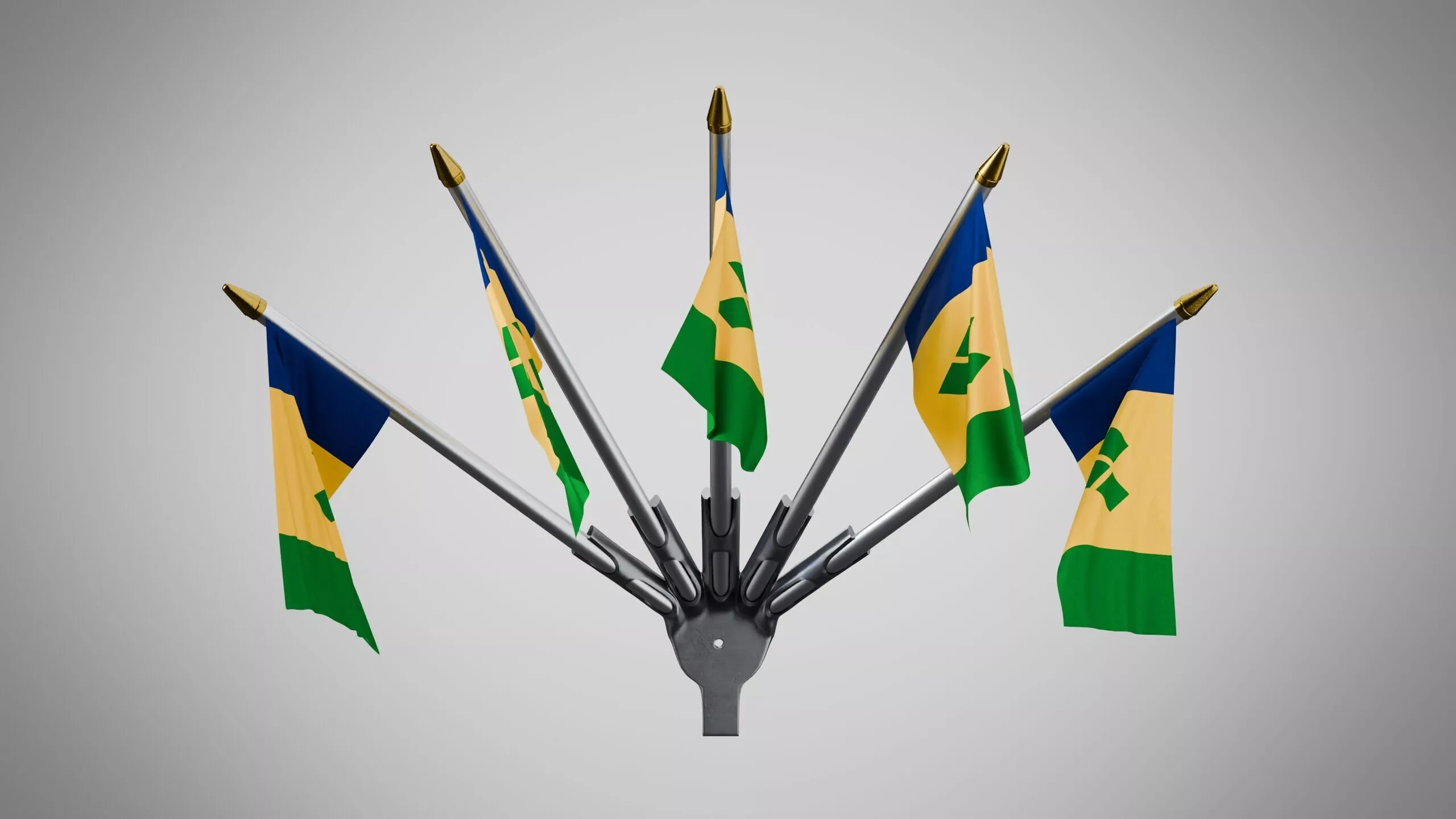 Wall Mount Flags 5 Of Saint Vincent and the Grenadines Low-poly 3D model