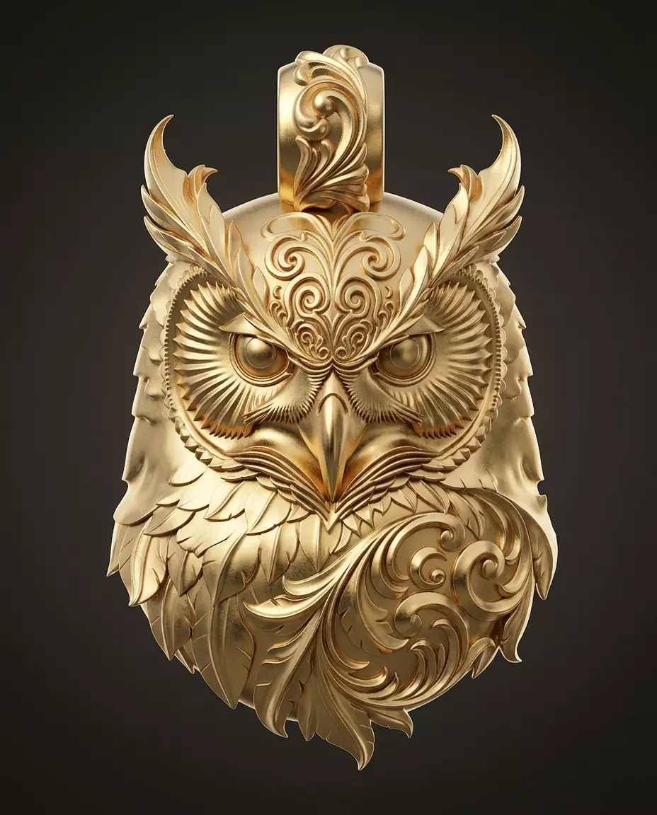 Gothic Fantasy Owl Pendant 3D print model