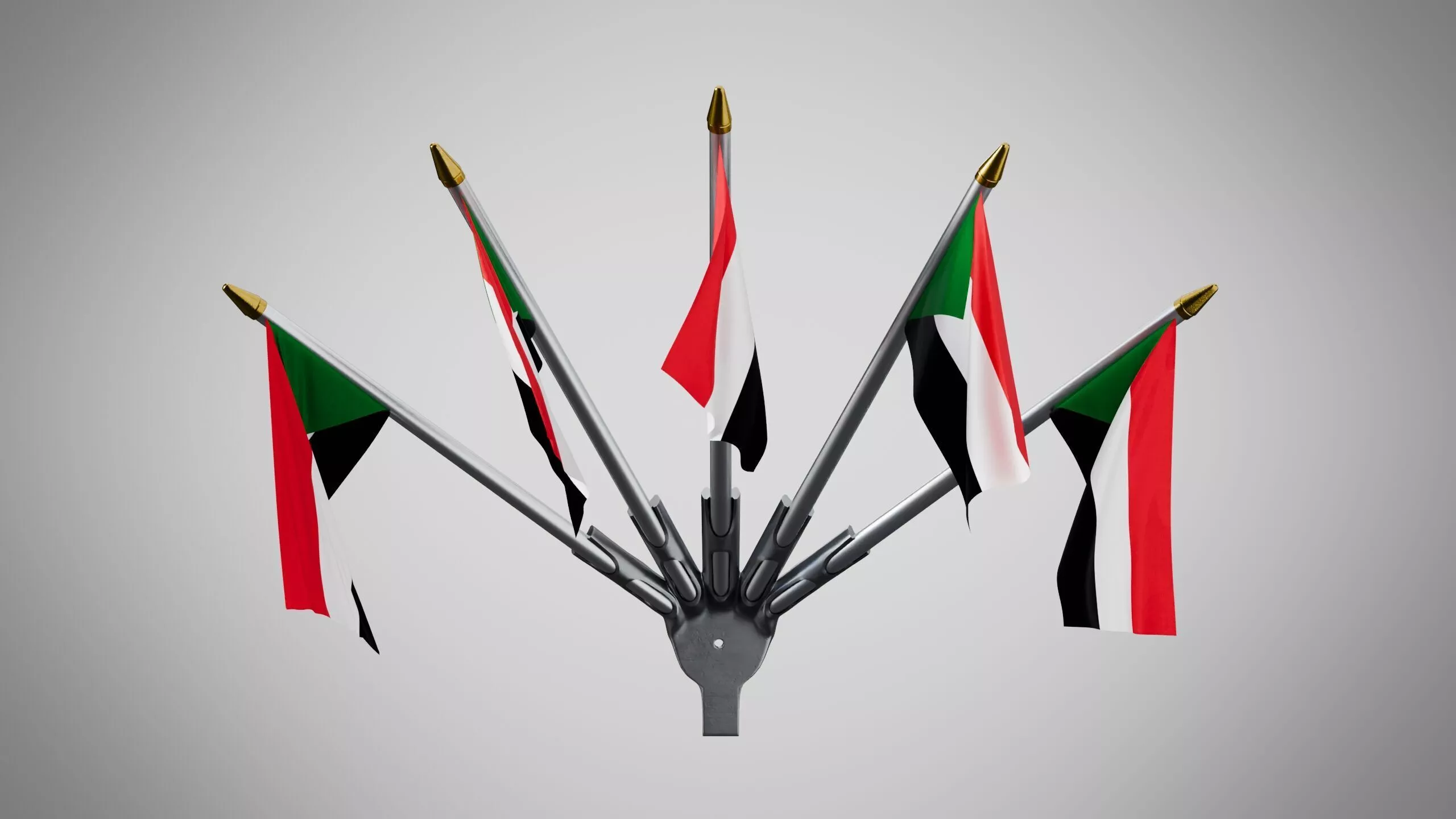 Wall Mount Flags 5 Of Sudan Low-poly 3D model