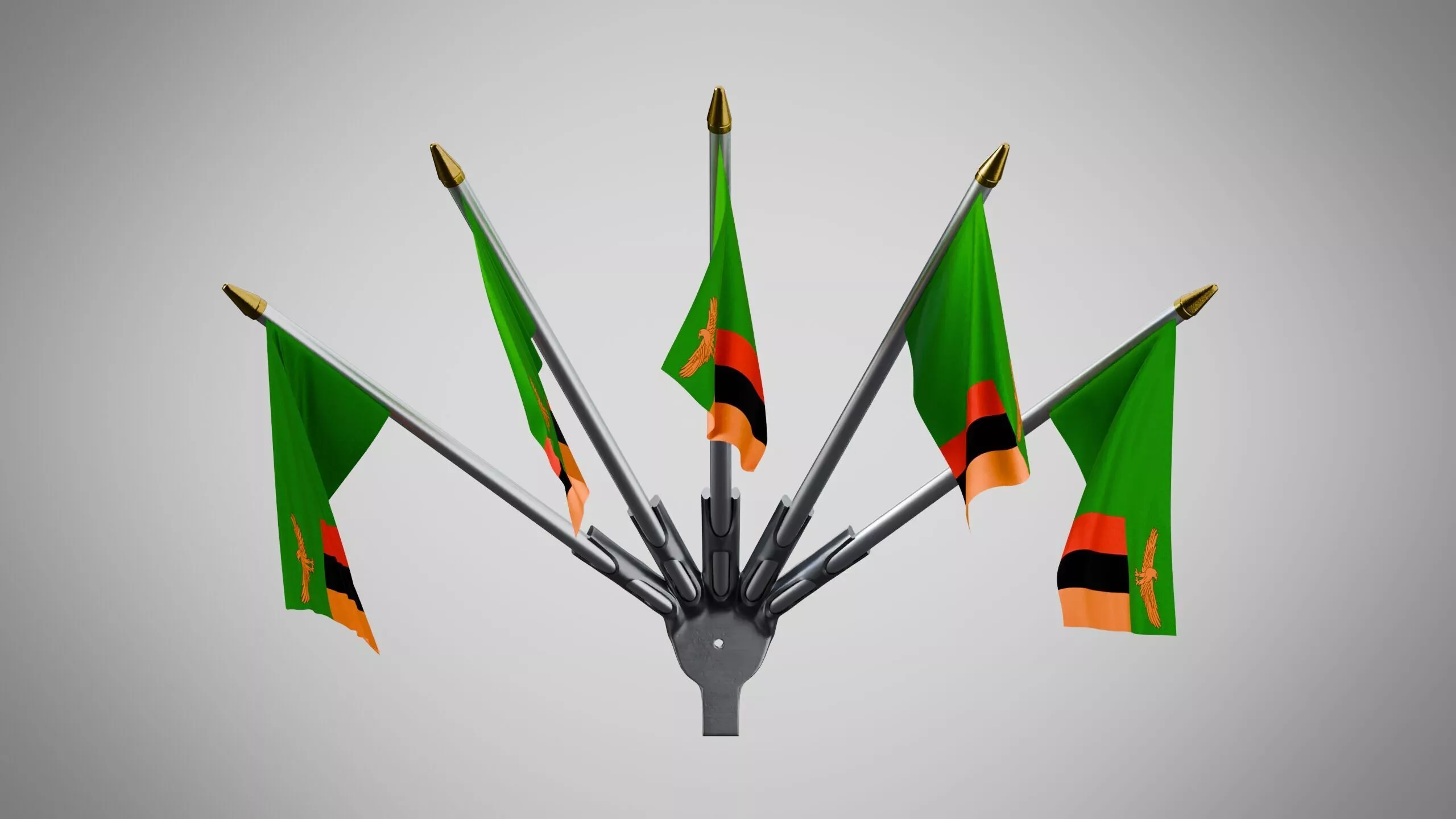 Wall Mount Flags 5 Of Zambia Low-poly 3D model