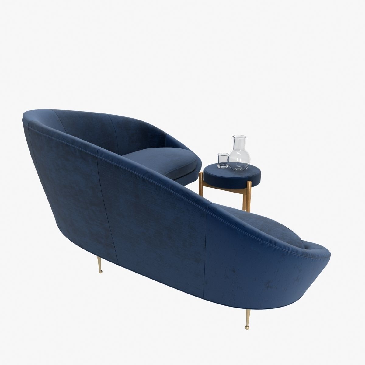 1950s Sofa in the Style of Ico Parisi 3D model_2