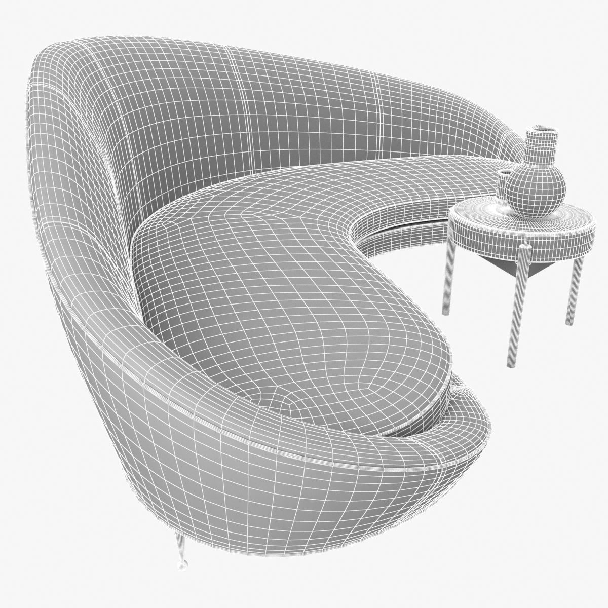 1950s Sofa in the Style of Ico Parisi 3D model_7