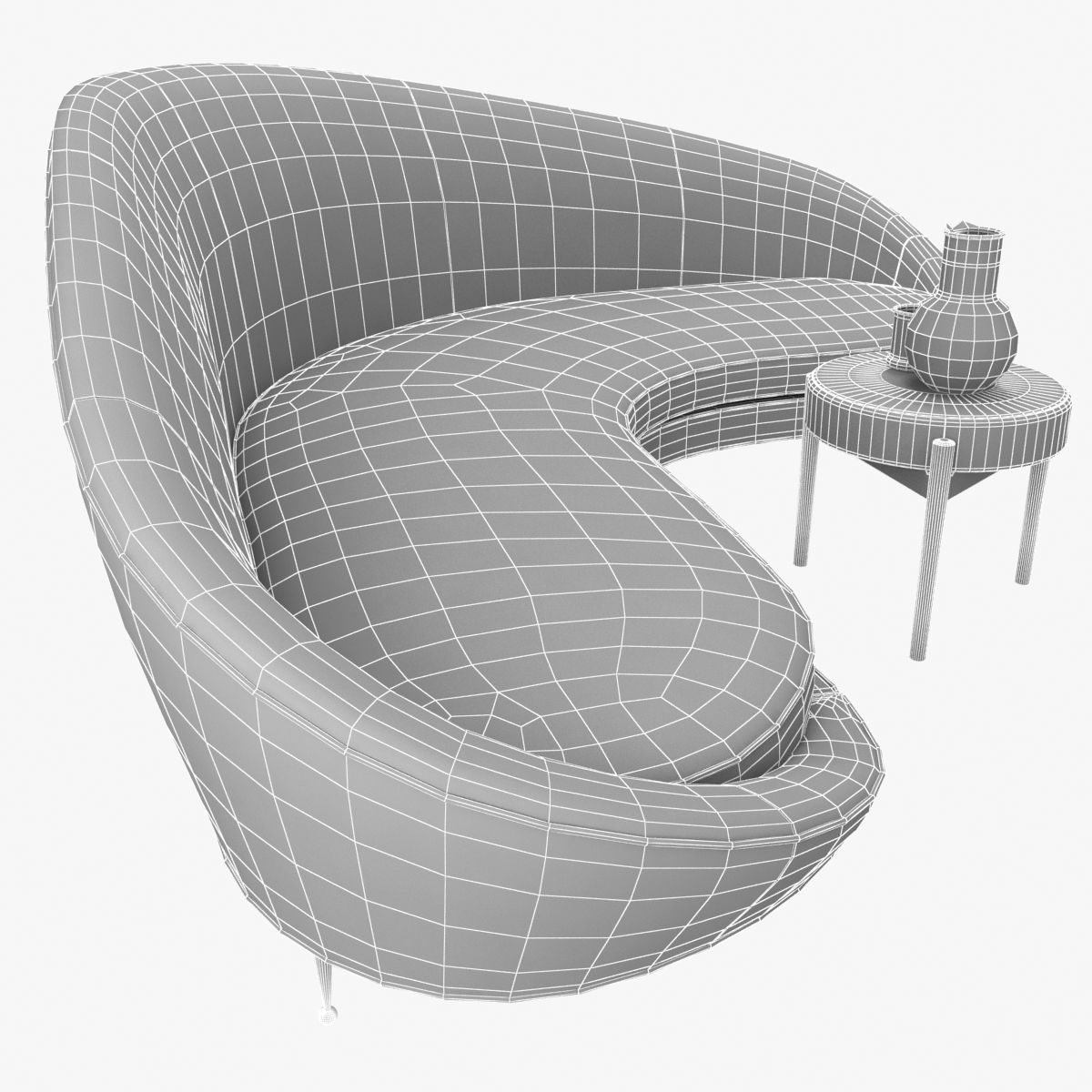 1950s Sofa in the Style of Ico Parisi 3D model_5