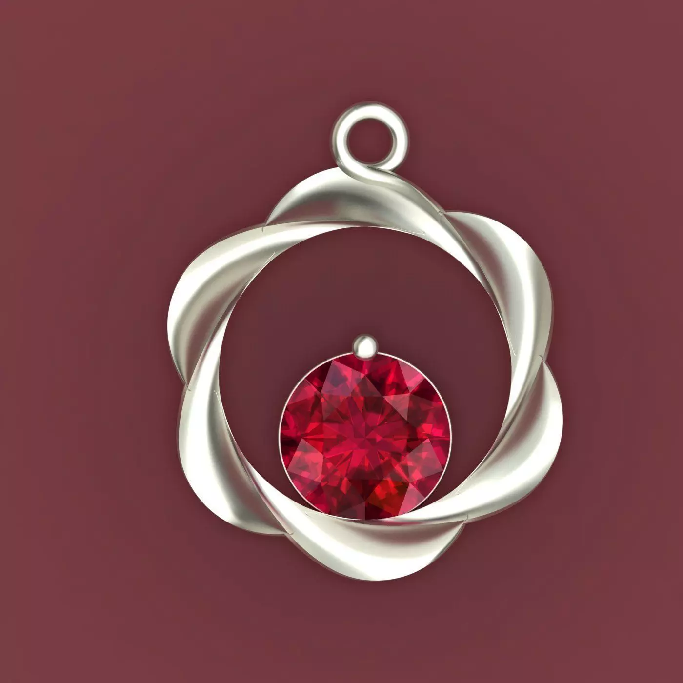 Ruby Pendant  Free 3D print model_0