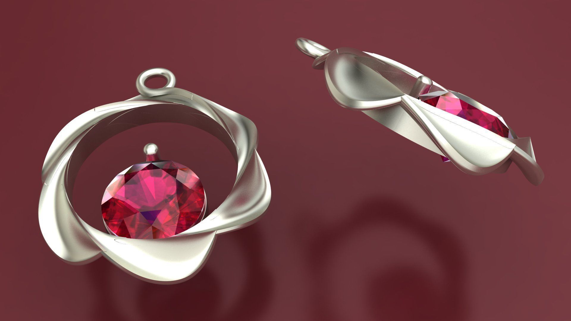 Ruby Pendant  Free 3D print model_1