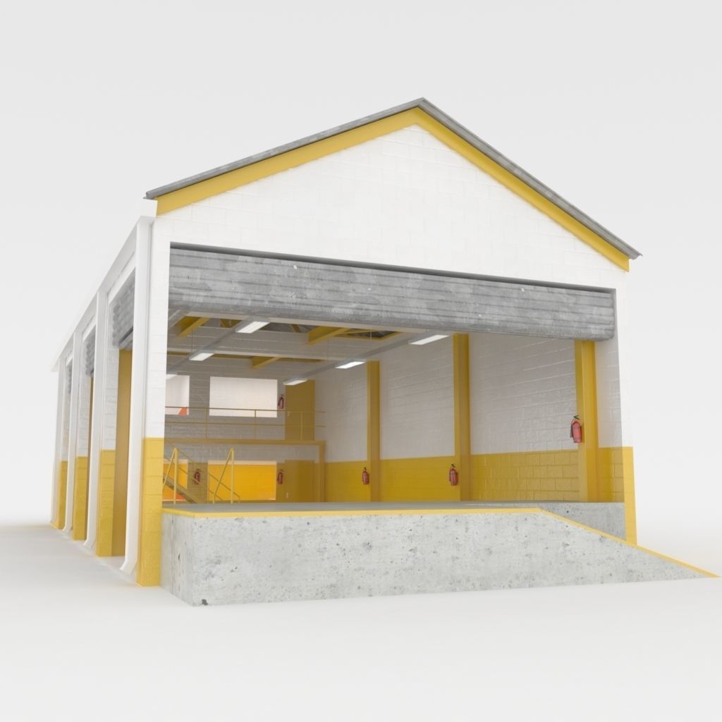 Industrial factory loading bay area 3D model_2