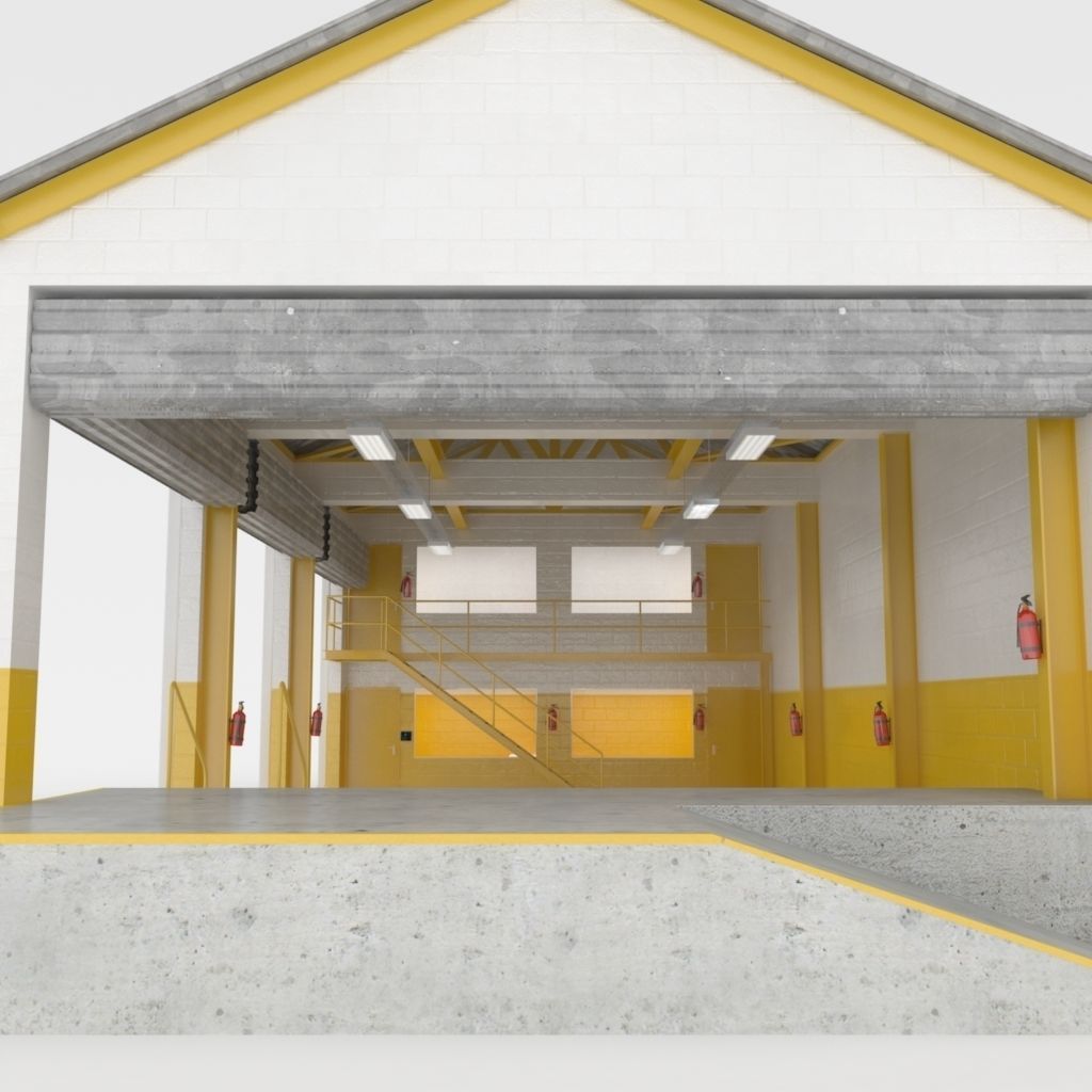 Industrial factory loading bay area 3D model_3