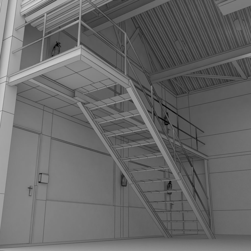 Industrial factory loading bay area 3D model_22