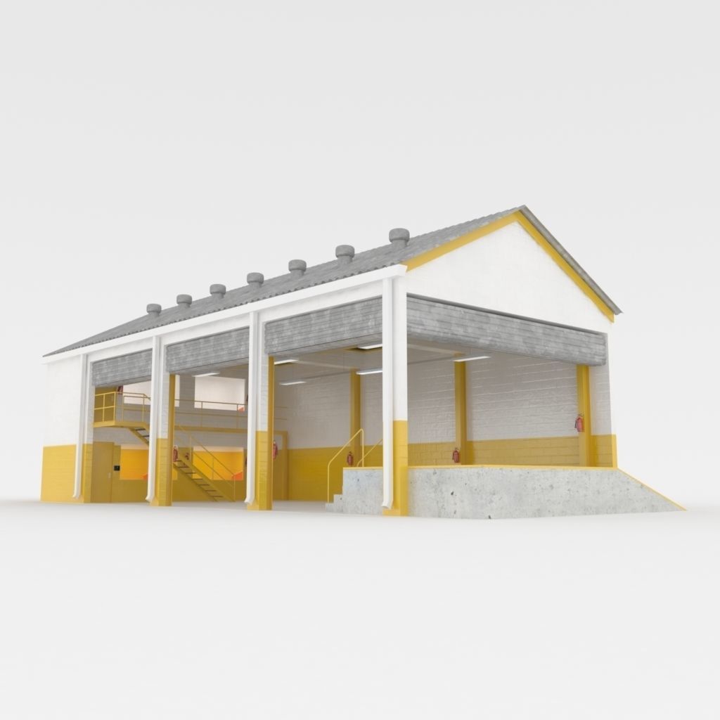 Industrial factory loading bay area 3D model_1
