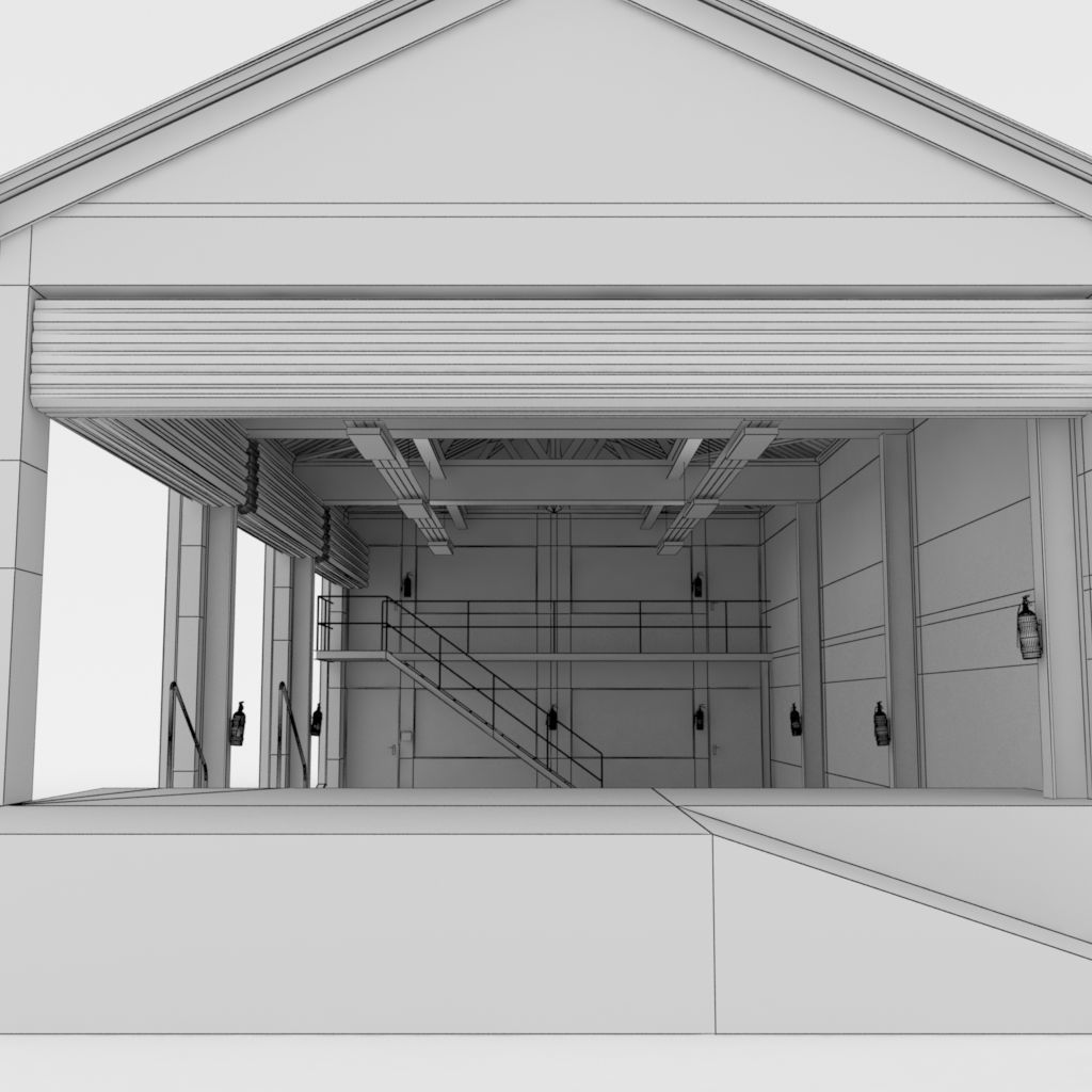 Industrial factory loading bay area 3D model_24