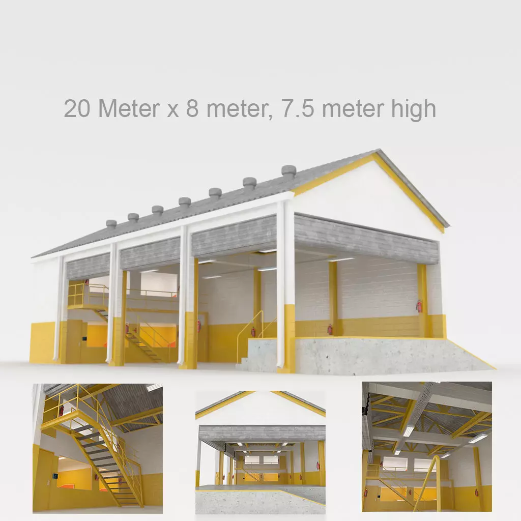 Industrial factory loading bay area 3D model_0