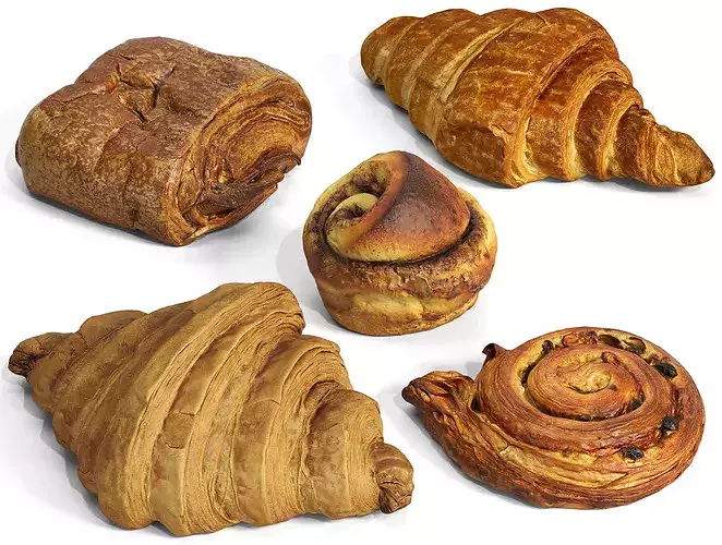 8K 3D Scanned Bakery Croissant and Pastry Collection