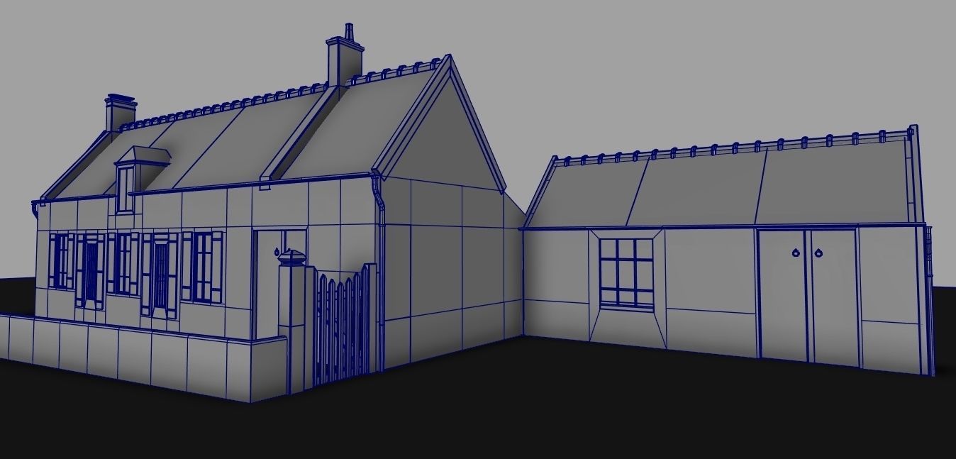 Set of 11 modular house for Game Low-poly 3D model_64