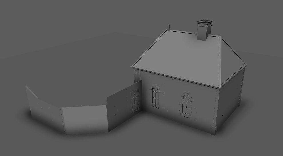 Set of 11 modular house for Game Low-poly 3D model_1