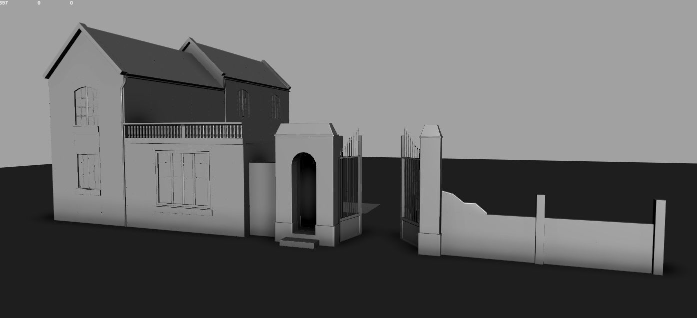 Set of 11 modular house for Game Low-poly 3D model_8