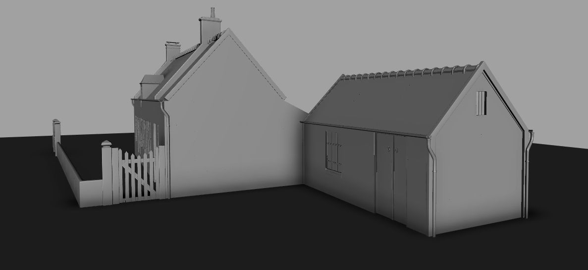 Set of 11 modular house for Game Low-poly 3D model_58