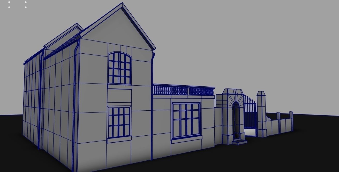 Set of 11 modular house for Game Low-poly 3D model_15