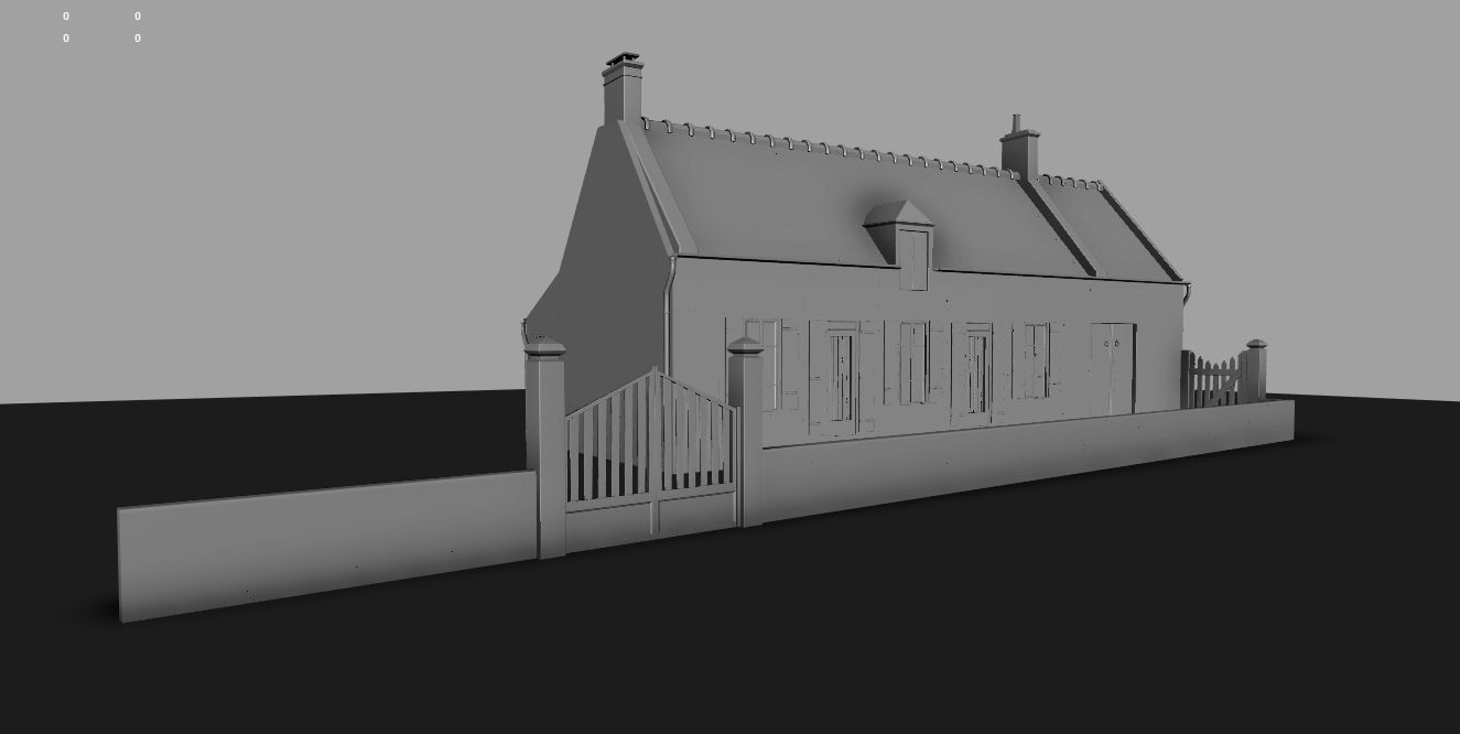 Set of 11 modular house for Game Low-poly 3D model_60