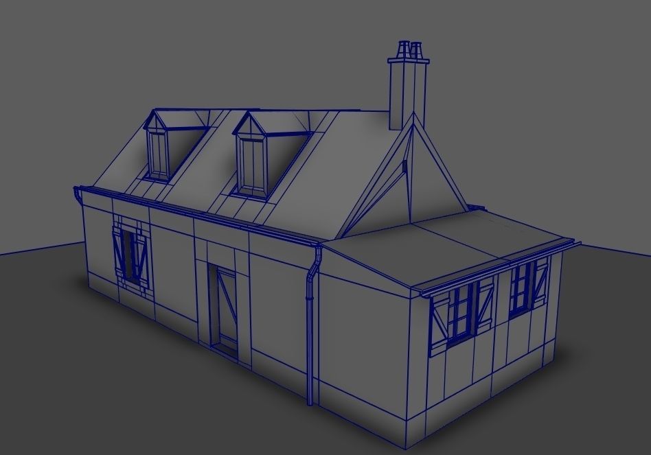 Set of 11 modular house for Game Low-poly 3D model_32