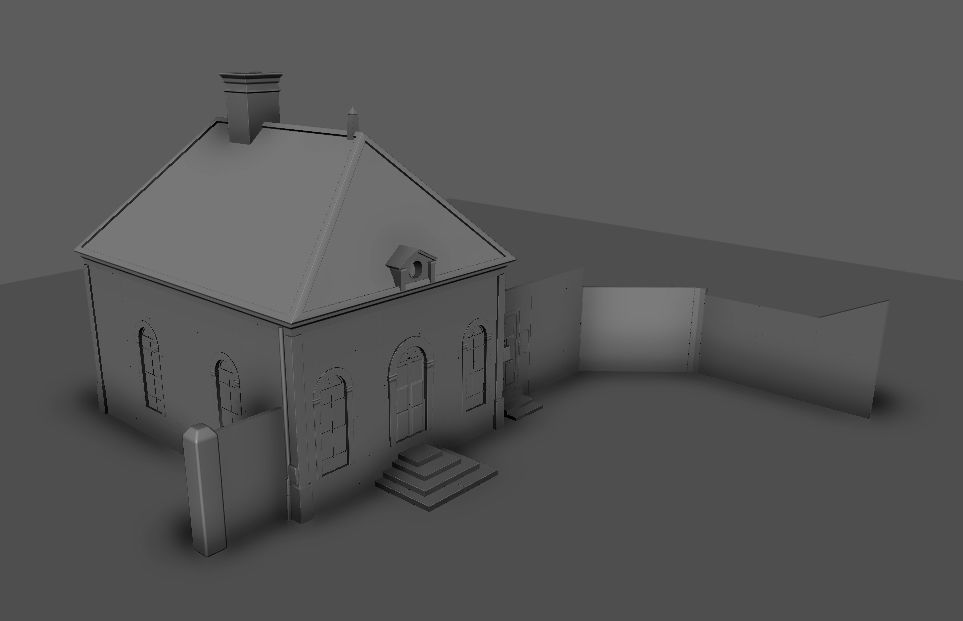 Set of 11 modular house for Game Low-poly 3D model_3