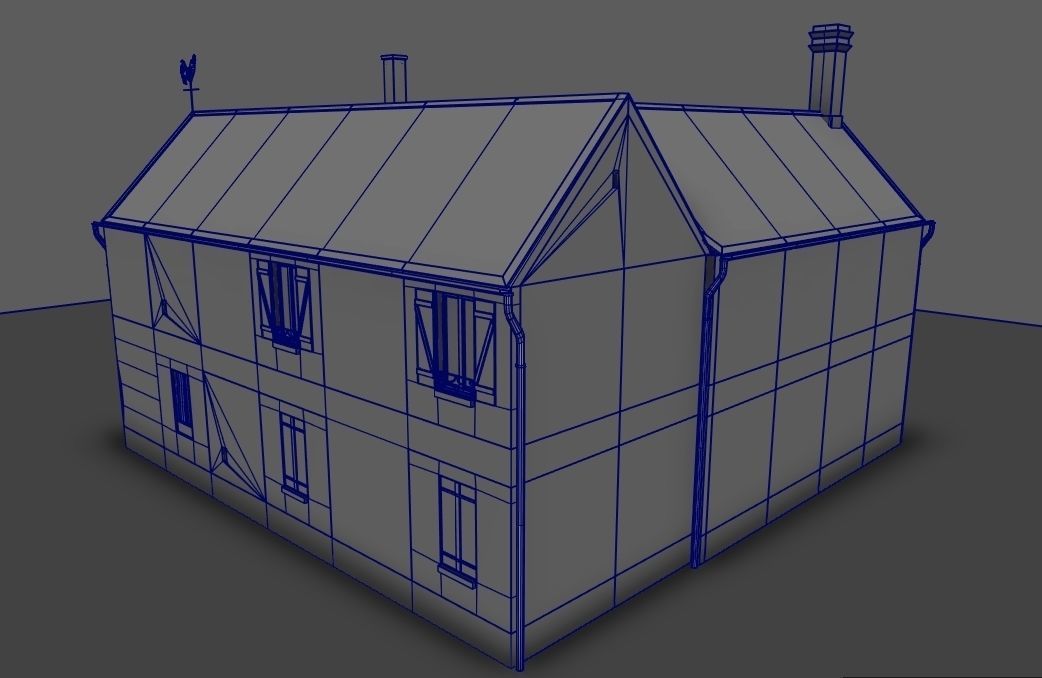 Set of 11 modular house for Game Low-poly 3D model_23