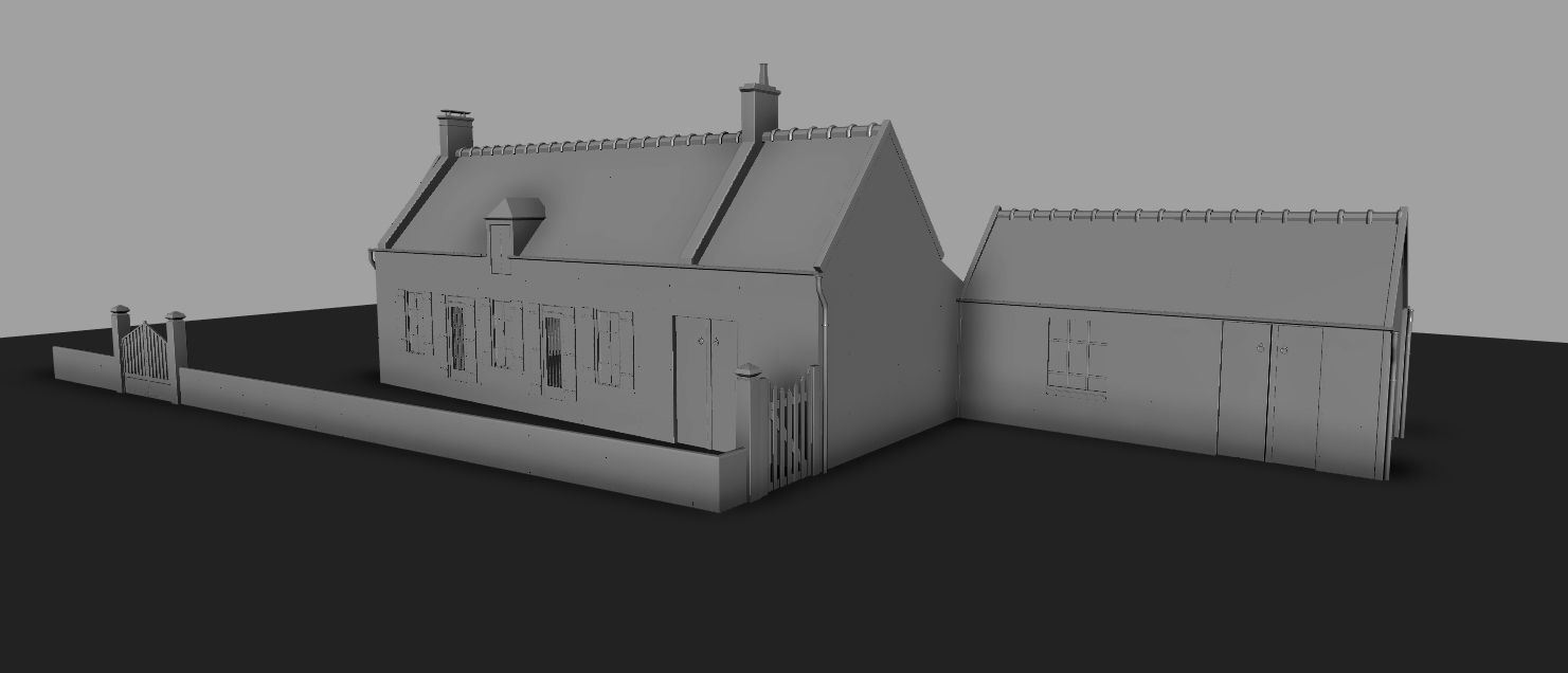 Set of 11 modular house for Game Low-poly 3D model_57