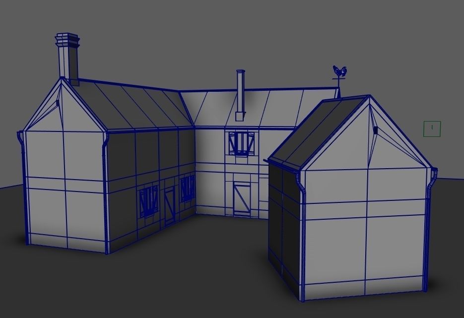 Set of 11 modular house for Game Low-poly 3D model_26