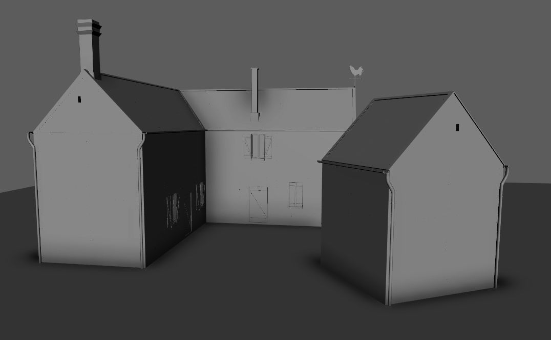 Set of 11 modular house for Game Low-poly 3D model_19