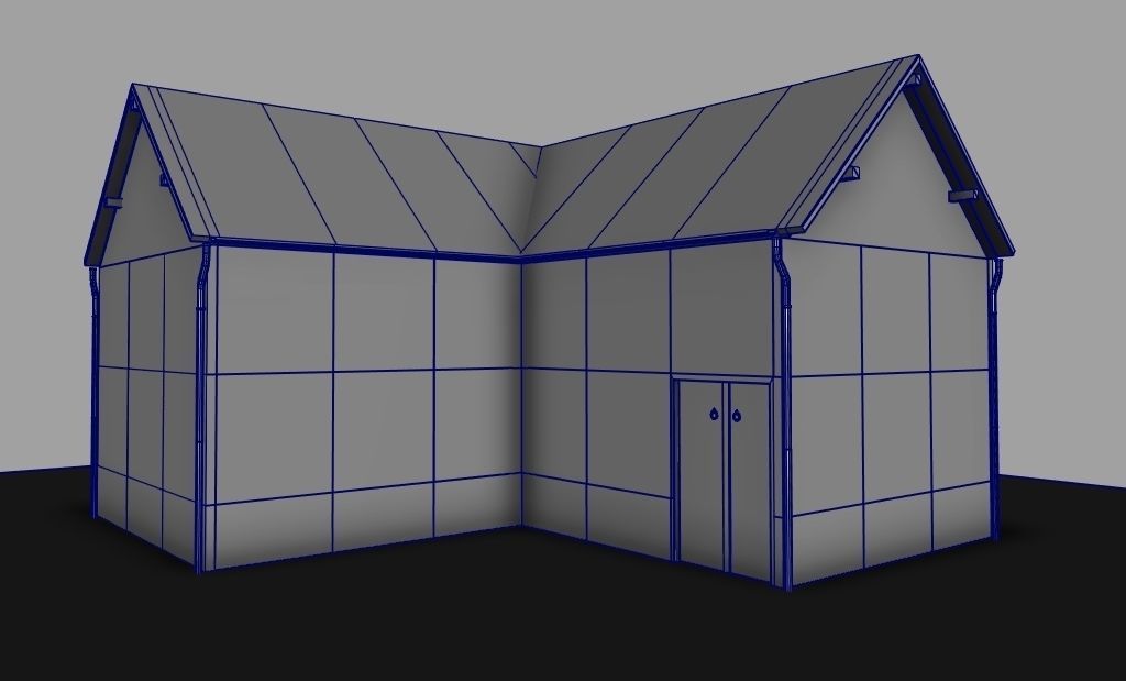 Set of 11 modular house for Game Low-poly 3D model_6