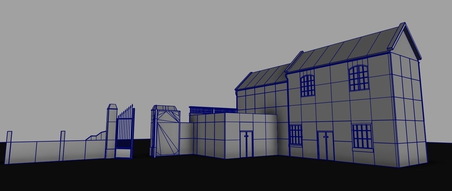 Set of 11 modular house for Game Low-poly 3D model_17