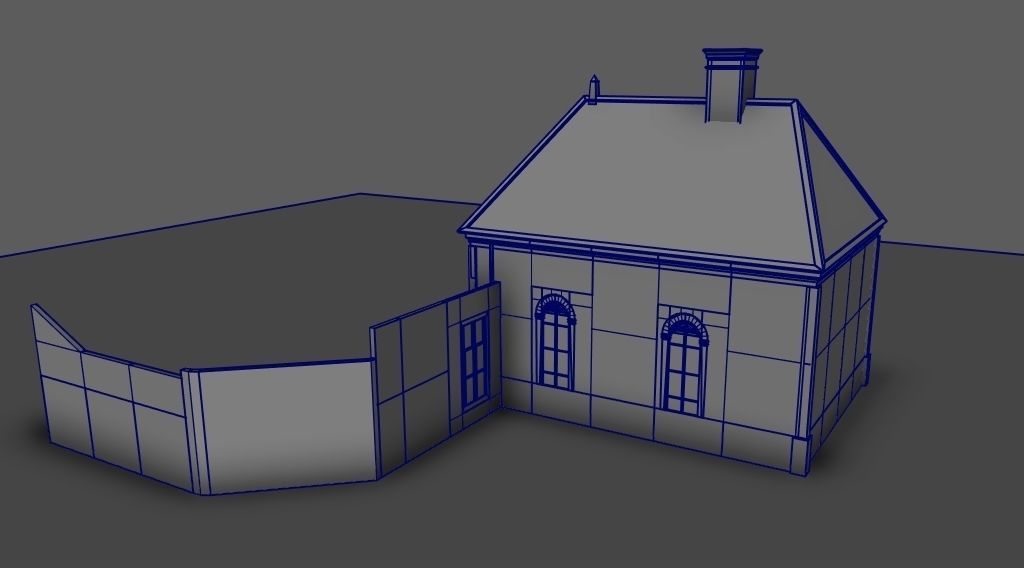 Set of 11 modular house for Game Low-poly 3D model_7