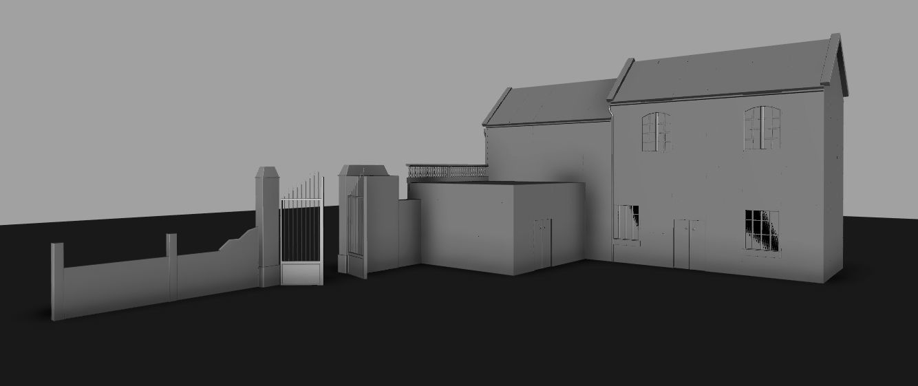 Set of 11 modular house for Game Low-poly 3D model_9