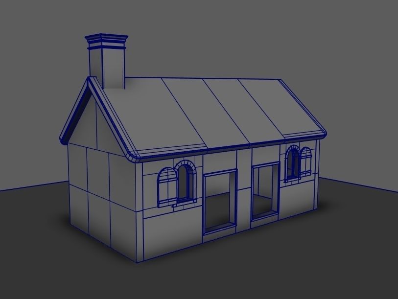 Set of 11 modular house for Game Low-poly 3D model_35