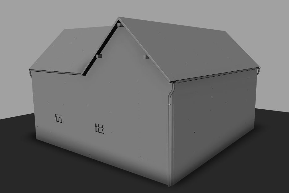 Set of 11 modular house for Game Low-poly 3D model_5