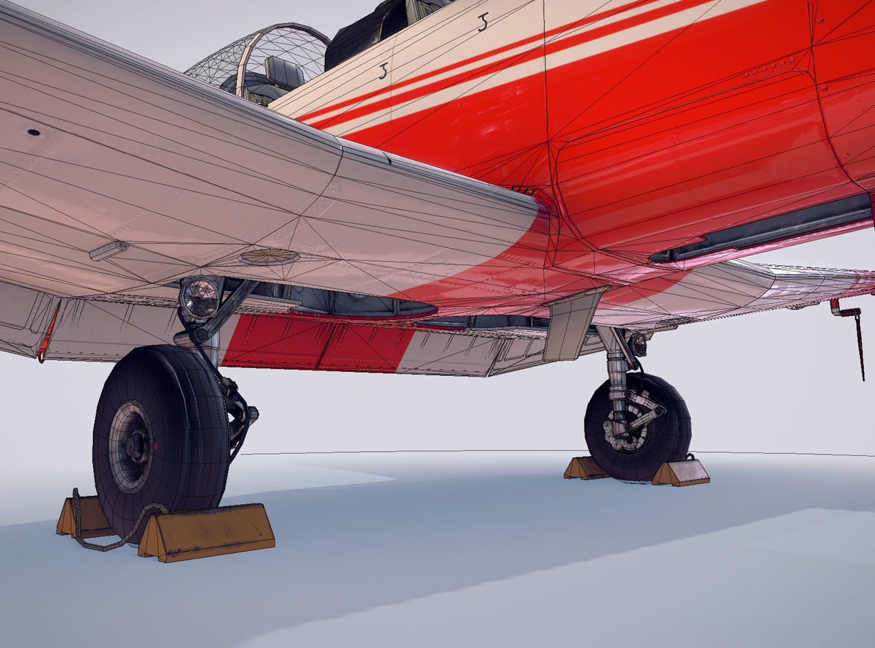 Pilatus PC-7 Mk-I FactoryRedWhite livery Low-poly 3D model_4