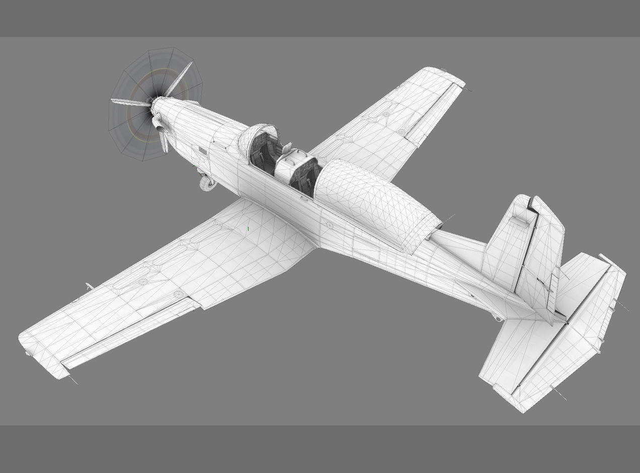 Pilatus PC-7 Mk-I FactoryRedWhite livery Low-poly 3D model_14