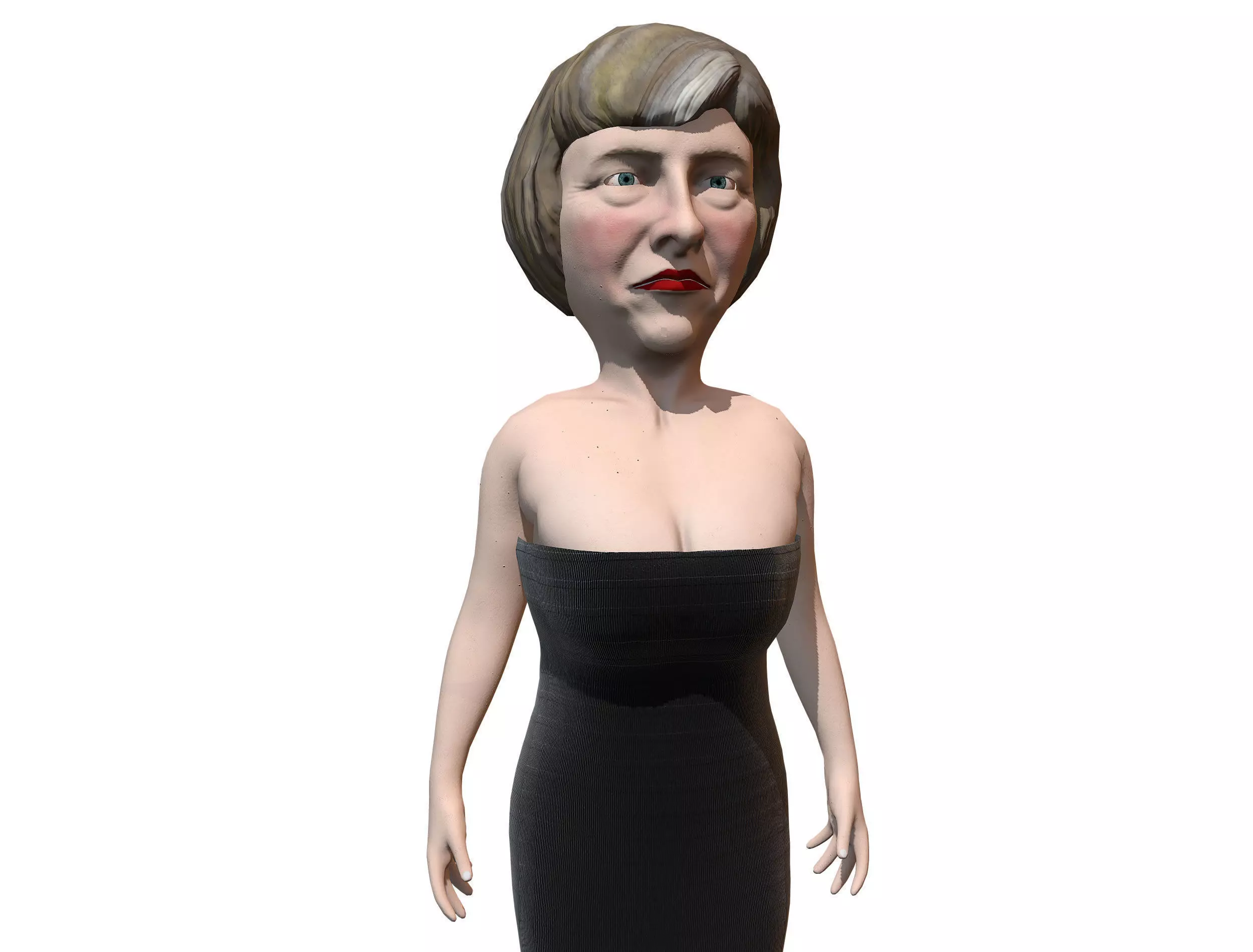 Theresa May 3D caricature low poly game ready rigged Low-poly 3D model_0