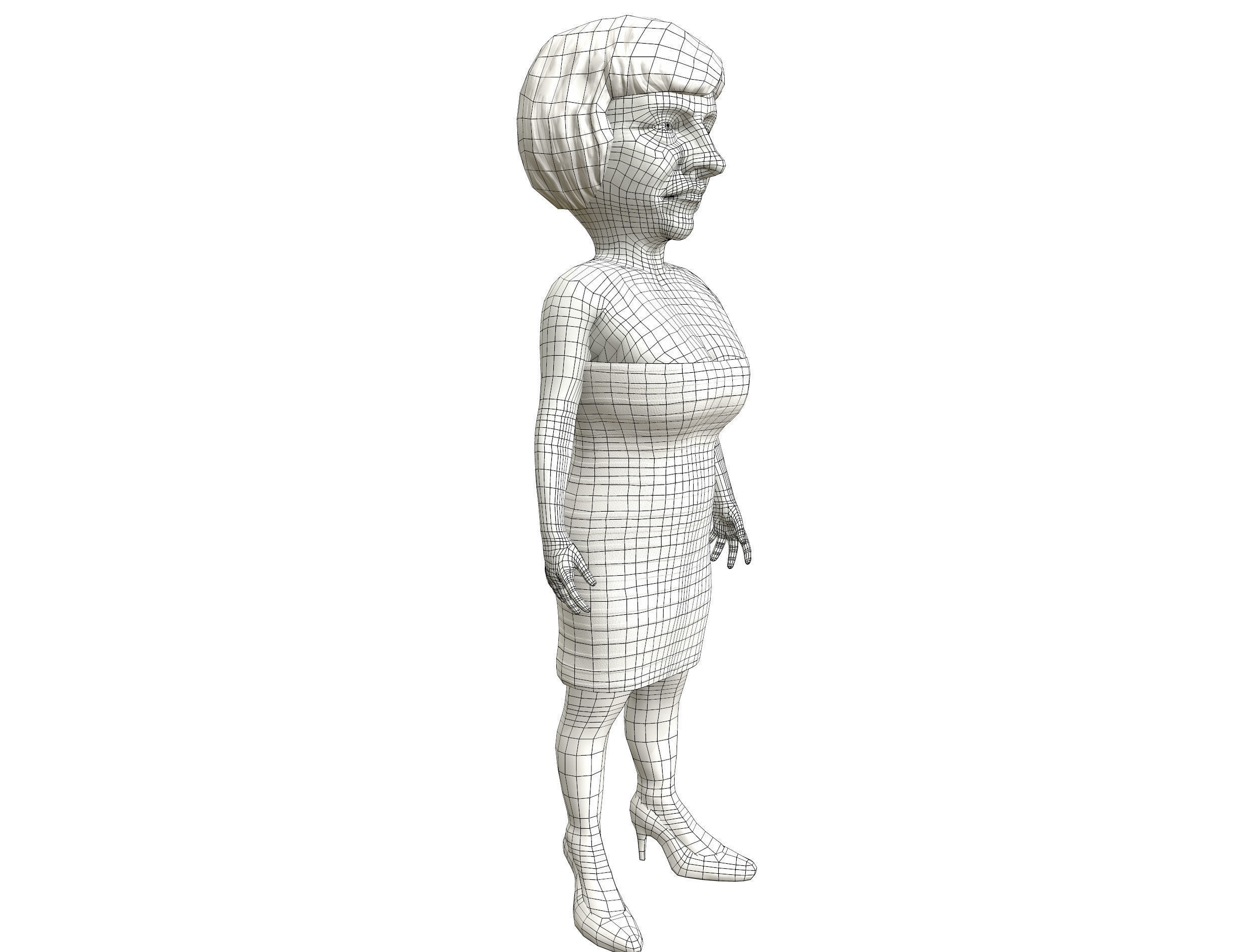 Theresa May 3D caricature low poly game ready rigged Low-poly 3D model_10