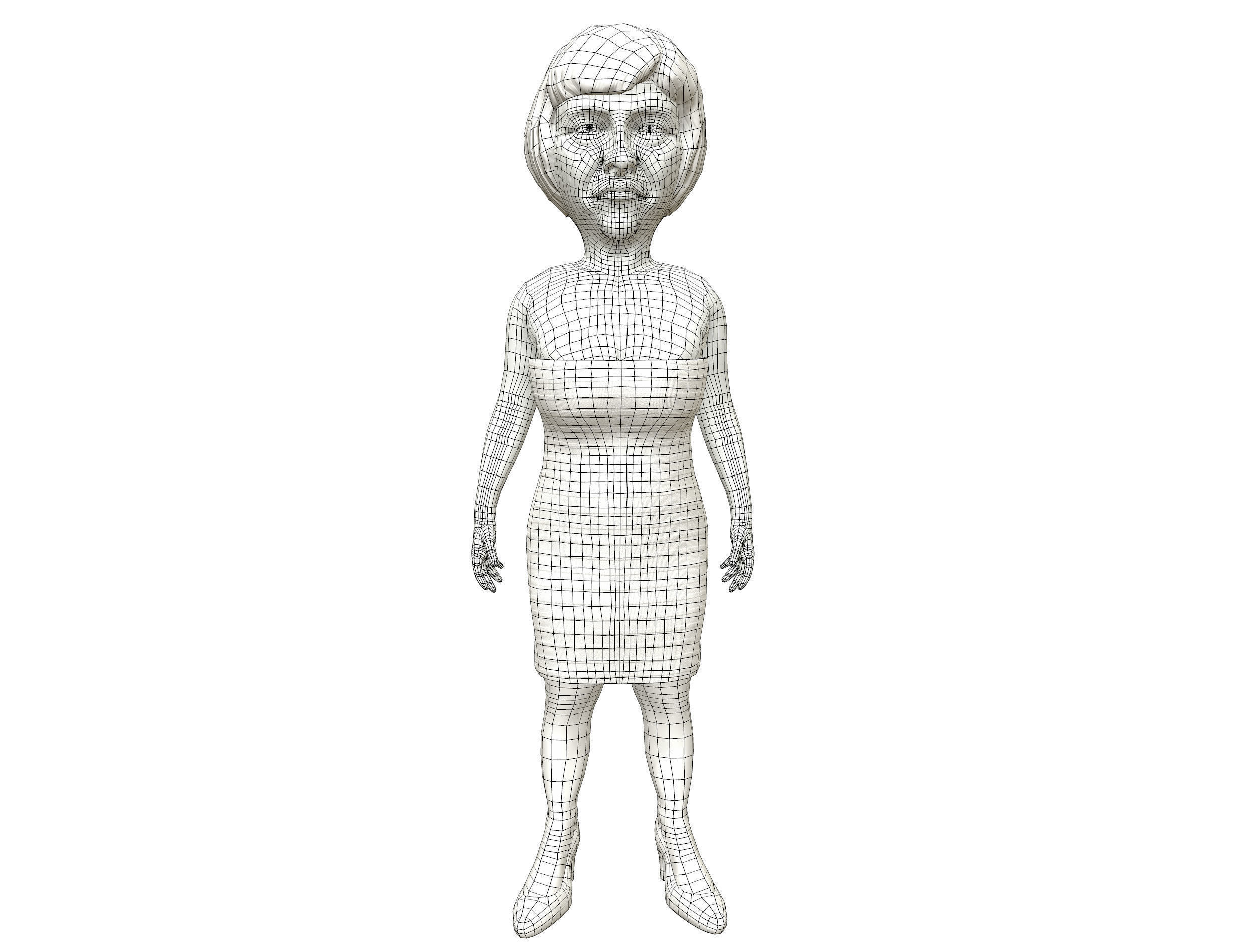 Theresa May 3D caricature low poly game ready rigged Low-poly 3D model_9