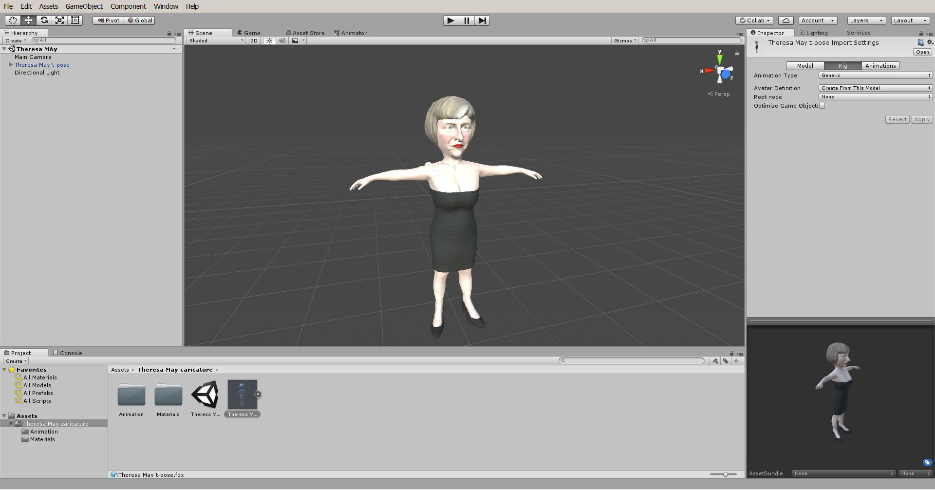 Theresa May 3D caricature low poly game ready rigged Low-poly 3D model_12