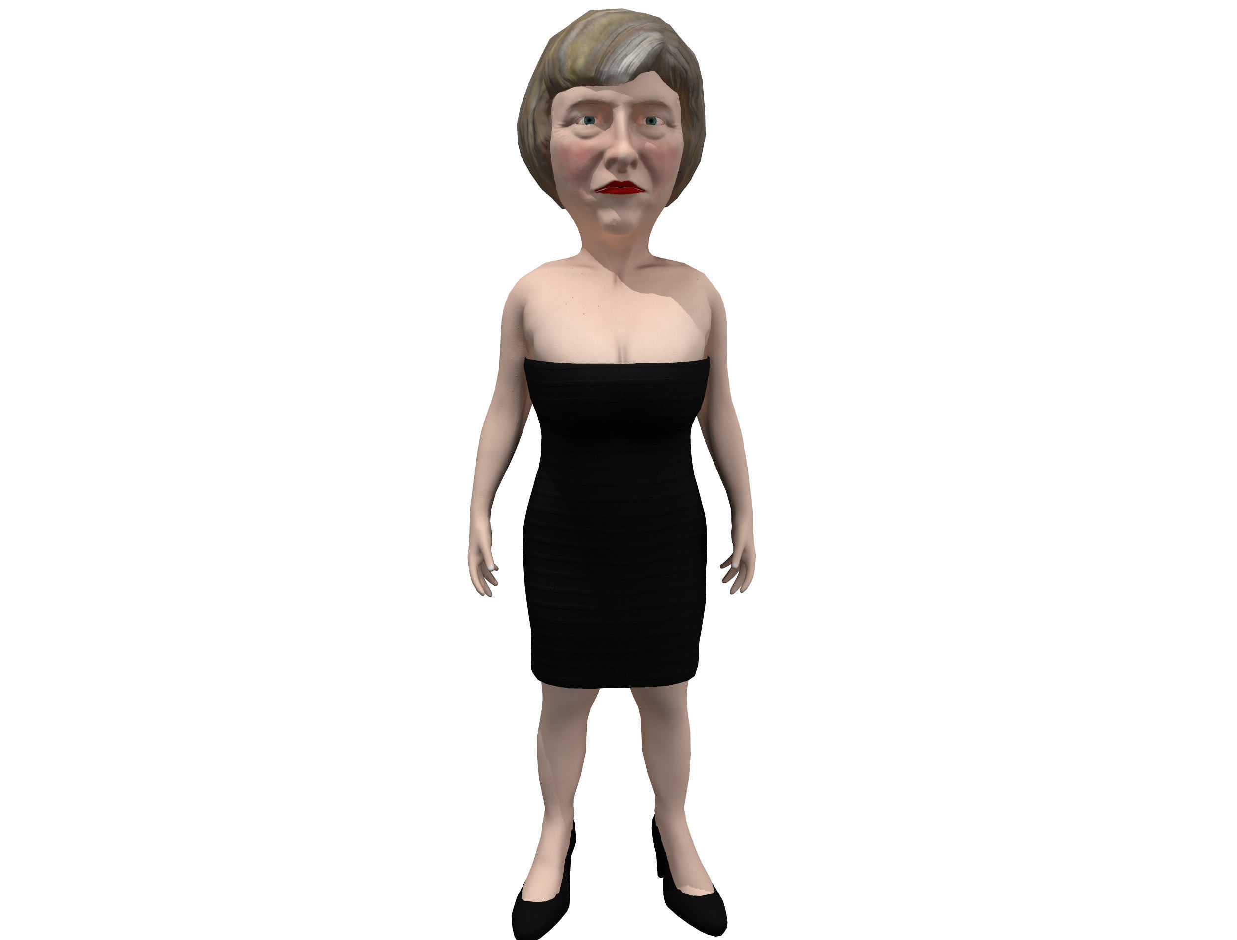 Theresa May 3D caricature low poly game ready rigged Low-poly 3D model_2